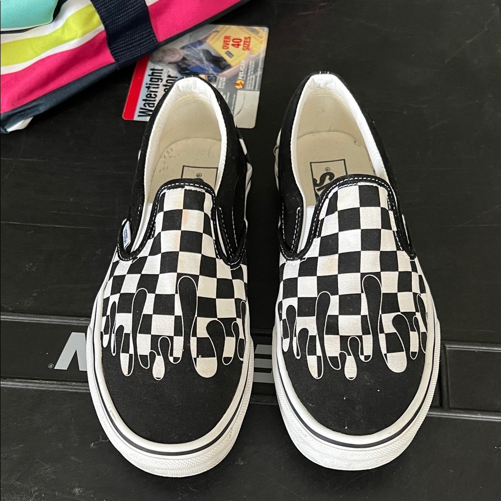 Vans Black and White Drip Checkered Sneakers